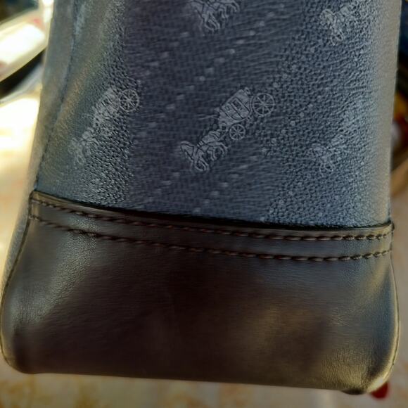 4742) Coach Denim Diagonal Horse Carriage Print Coated Canvas Tote Bag C4061 - Picture 4 of 13